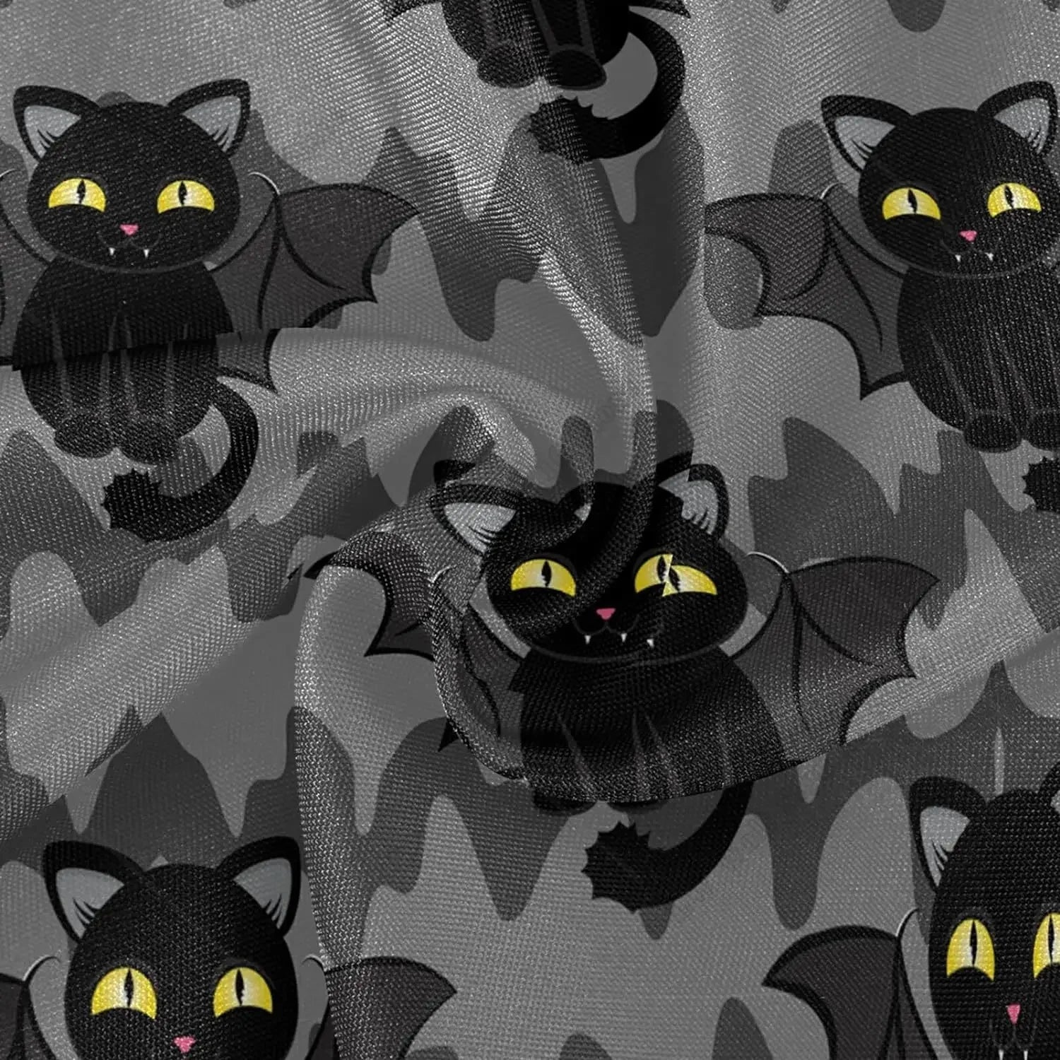 Halloween Bat Wings Cat Round Tablecloth