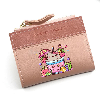 Pusheens Cat Short Wallet, 3 Colors Various Designs