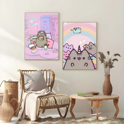 Adhesive Pusheen Cat Posters, 15 designs, 4 Sizes