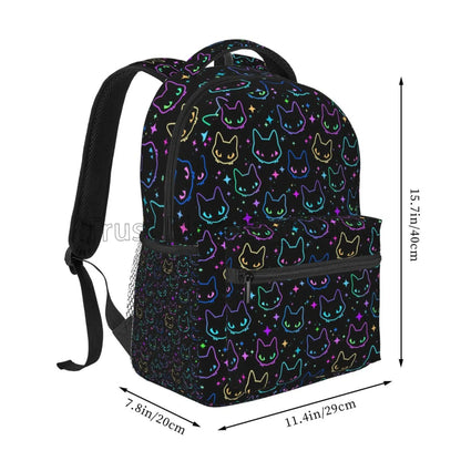 Colorful Cat Heads Print Backpack