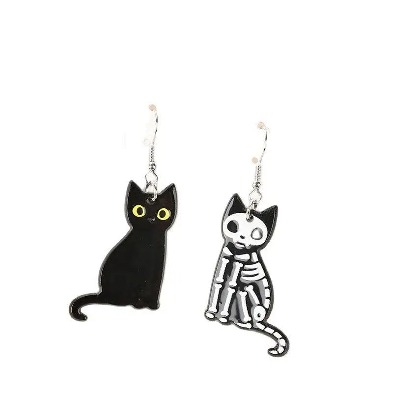 Black Cat Halloween Dangle Earrings, 2 Designs