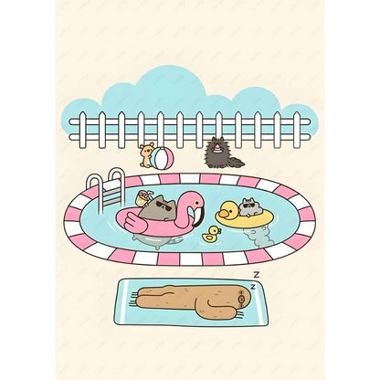 Adhesive Pusheen Cat Posters, 15 designs, 4 Sizes