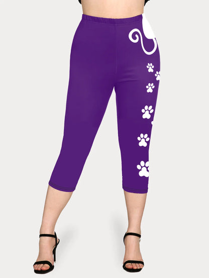 Paw Print Leggings, 3 Colors, S-5XL