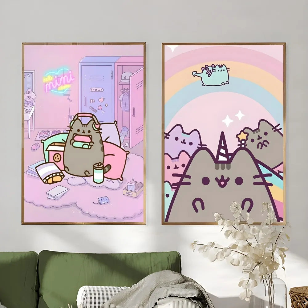 Adhesive Pusheen Cat Posters, 15 designs, 4 Sizes