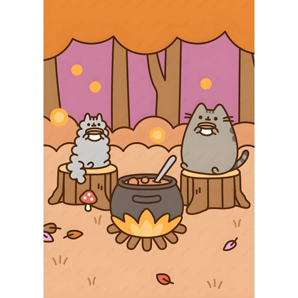 Adhesive Pusheen Cat Posters, 15 designs, 4 Sizes