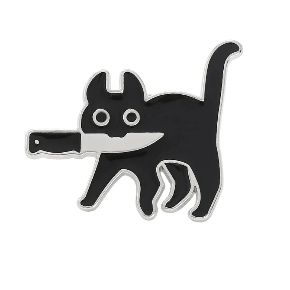 Black Cat with Knife Pin