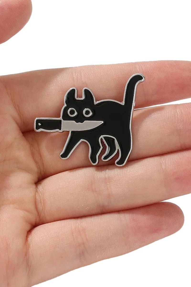 Black Cat with Knife Pin