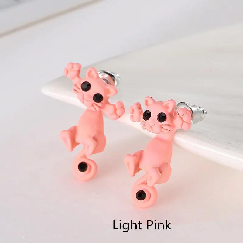 Acrylic 2pcs Cat Stud Earrings, 10 Colors - Just Cats - Gifts for Cat Lovers