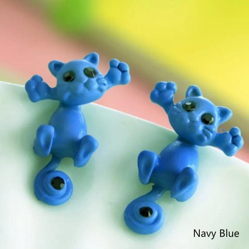 Acrylic 2pcs Cat Stud Earrings, 10 Colors - Just Cats - Gifts for Cat Lovers