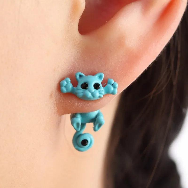 Acrylic 2pcs Cat Stud Earrings, 10 Colors - Just Cats - Gifts for Cat Lovers