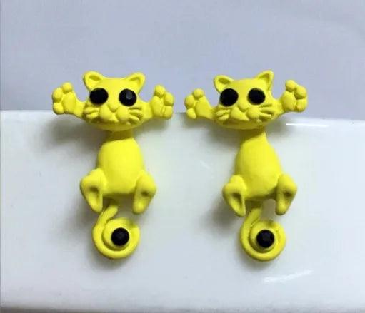 Acrylic 2pcs Cat Stud Earrings, 10 Colors - Just Cats - Gifts for Cat Lovers