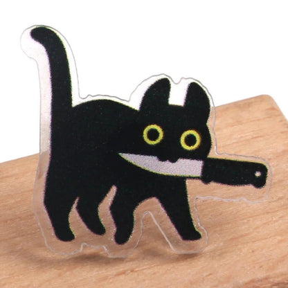 Acrylic Cat with Knife Stud Earrings - Just Cats - Gifts for Cat Lovers