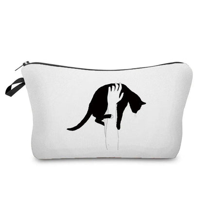 Black And White Cat Printed Travel Pouch/Cosmetic bag, 15 Designs - Just Cats - Gifts for Cat Lovers