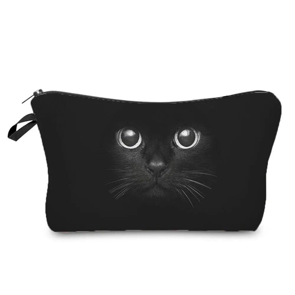 Black And White Cat Printed Travel Pouch/Cosmetic bag, 15 Designs - Just Cats - Gifts for Cat Lovers