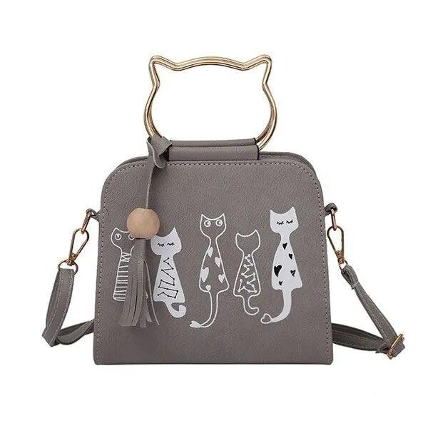 Black And White Cats Printed PU Shoulder/Handbag, 4 Colors - Just Cats - Gifts for Cat Lovers