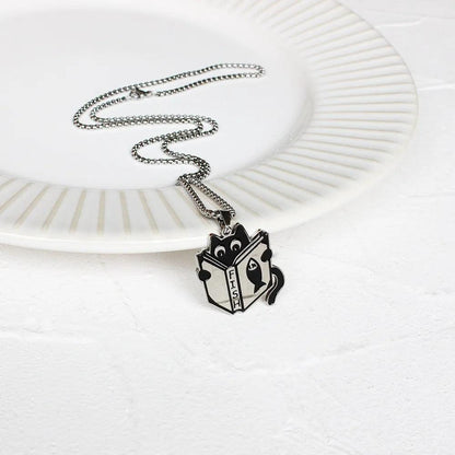 Black &amp; White Funny Cat Pendant Necklaces, 10 Designs - Just Cats - Gifts for Cat Lovers