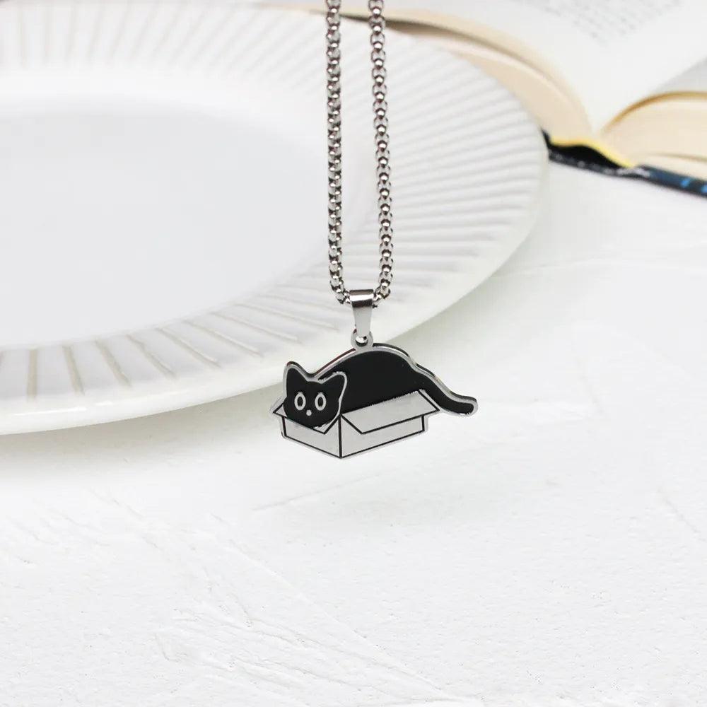 Black &amp; White Funny Cat Pendant Necklaces, 10 Designs - Just Cats - Gifts for Cat Lovers