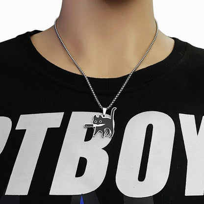 Black &amp; White Funny Cat Pendant Necklaces, 10 Designs - Just Cats - Gifts for Cat Lovers