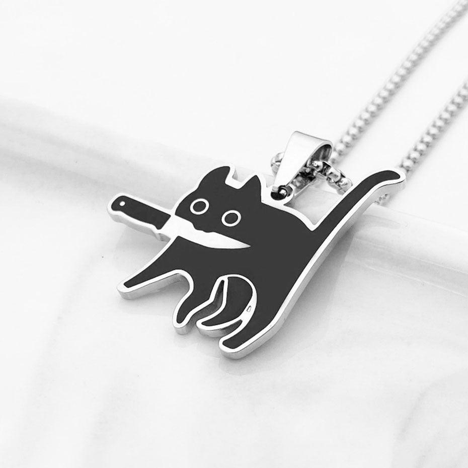 Black &amp; White Funny Cat Pendant Necklaces, 10 Designs - Just Cats - Gifts for Cat Lovers