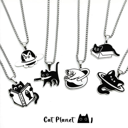 Black &amp; White Funny Cat Pendant Necklaces, 10 Designs - Just Cats - Gifts for Cat Lovers