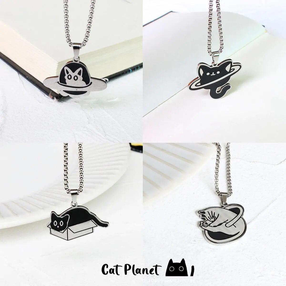 Black &amp; White Funny Cat Pendant Necklaces, 10 Designs - Just Cats - Gifts for Cat Lovers