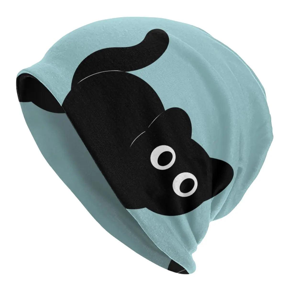 Black Cat Blue Beanie - Just Cats - Gifts for Cat Lovers