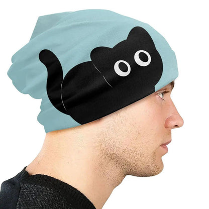 Black Cat Blue Beanie - Just Cats - Gifts for Cat Lovers