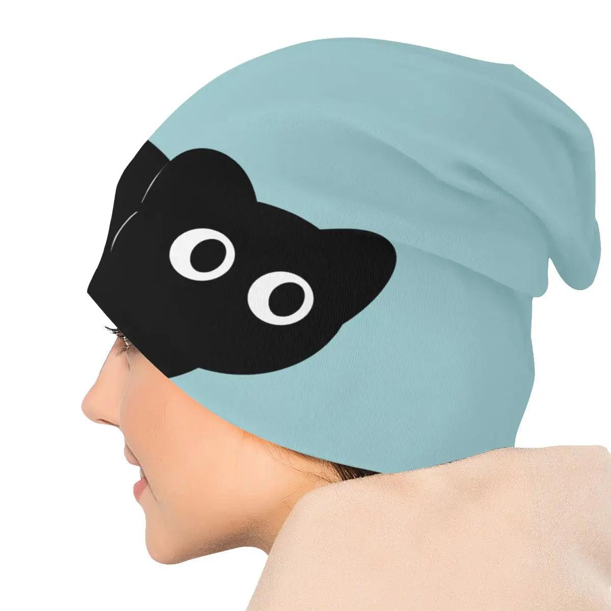 Black Cat Blue Beanie - Just Cats - Gifts for Cat Lovers