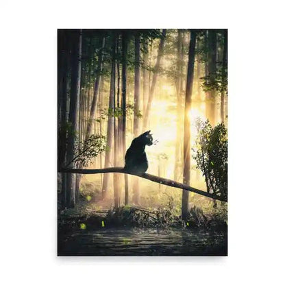 Black Cat in Forest Canvas Print, 5 Sizes - Just Cats - Gifts for Cat Lovers