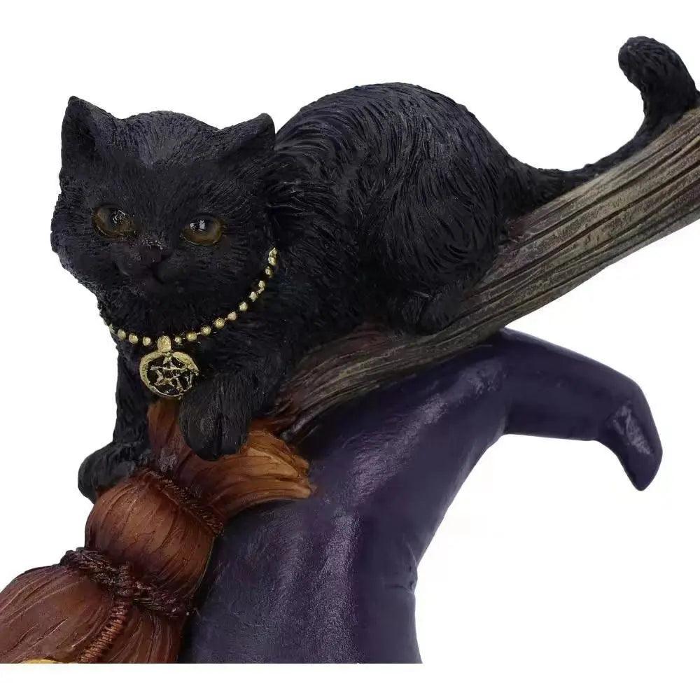 Black Cat on Broom Figurine - Just Cats - Gifts for Cat Lovers