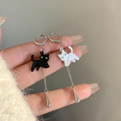 Black Cat Pink Bow &amp; Rhinestone Heart Drop Earrings and Other various Styles - Just Cats - Gifts for Cat Lovers