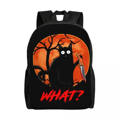 Black Cat With Knif Backpacks, Black, 8 Designs - Just Cats - Gifts for Cat Lovers