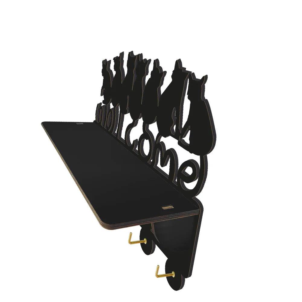 Black Cats Silhouette Wall Hanger and Shelf - Just Cats - Gifts for Cat Lovers