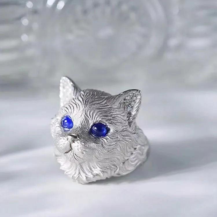 Blue Zircon Cat Ring, Adjustable - Just Cats - Gifts for Cat Lovers