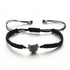 Braided Rope Cat Bracelet, Black/White, Adjustable - Just Cats - Gifts for Cat Lovers