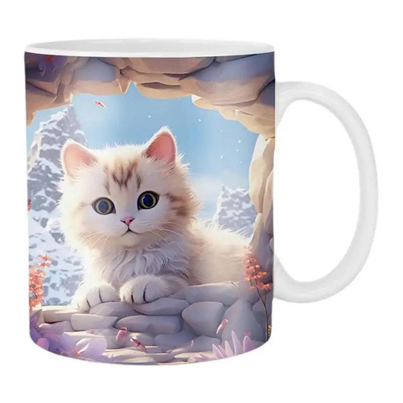 Cartoon 3D Effect Cat Print Mug, 7 Designs - Just Cats - Gifts for Cat Lovers