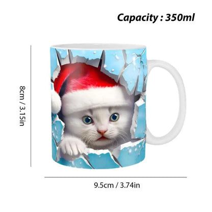 Cartoon 3D Effect Cat Print Mug, 7 Designs - Just Cats - Gifts for Cat Lovers