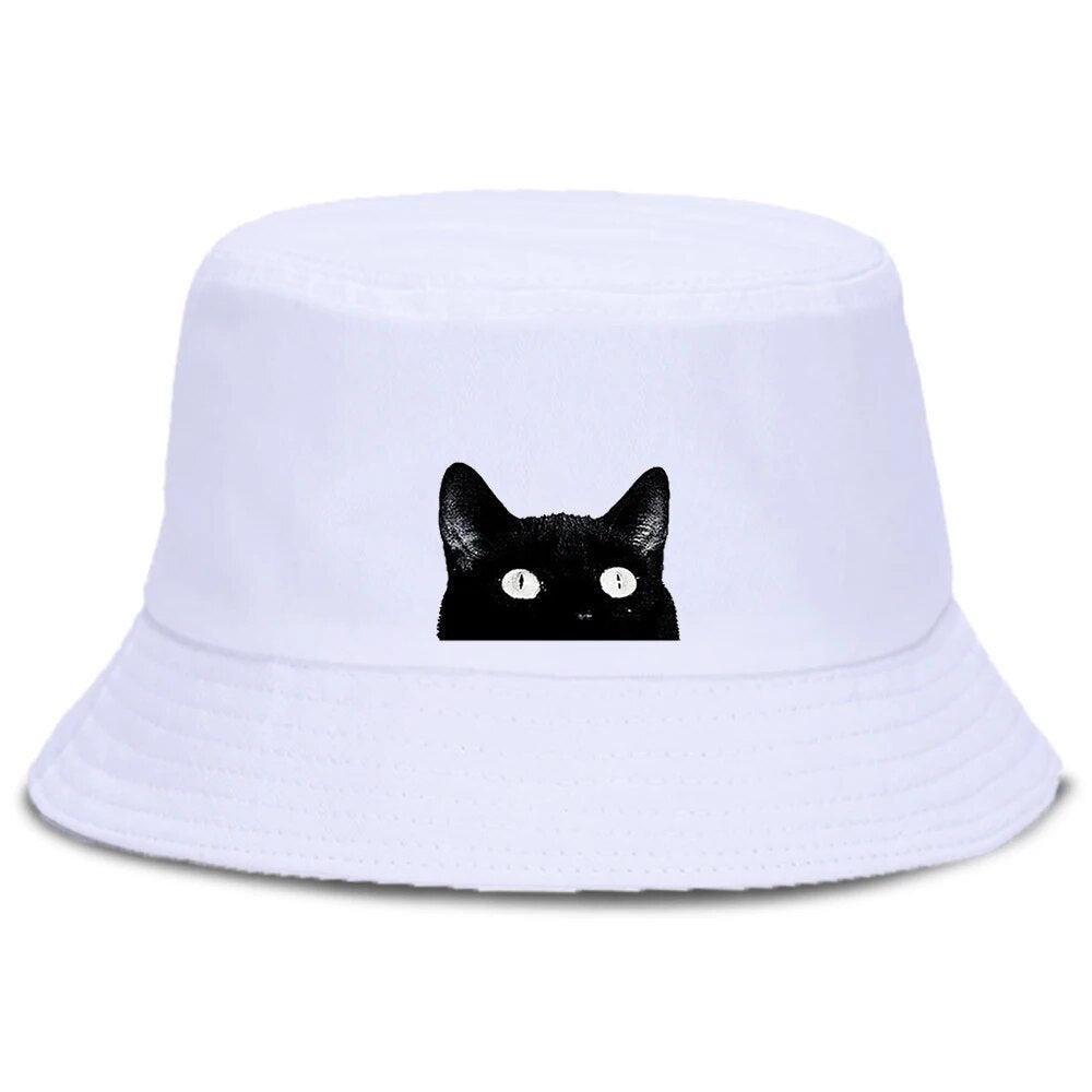 Cartoon Black cat Printed Bucket Hat, 4 Colors - Just Cats - Gifts for Cat Lovers