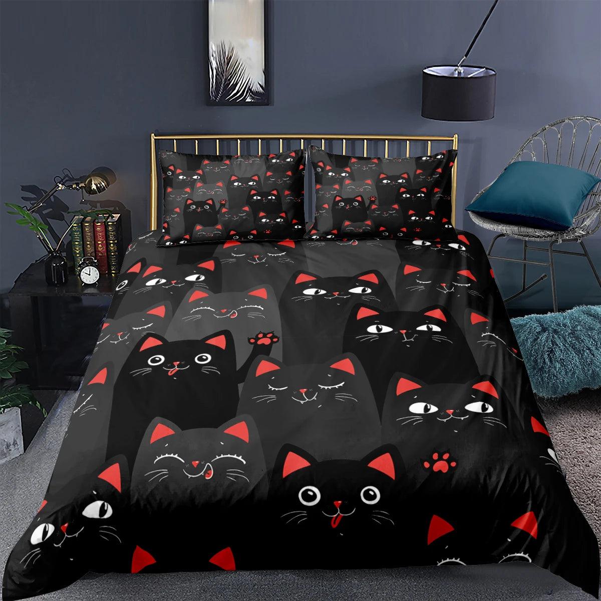 Cartoon Cat Bed Set Covers, 10 Designs - Just Cats - Gifts for Cat Lovers