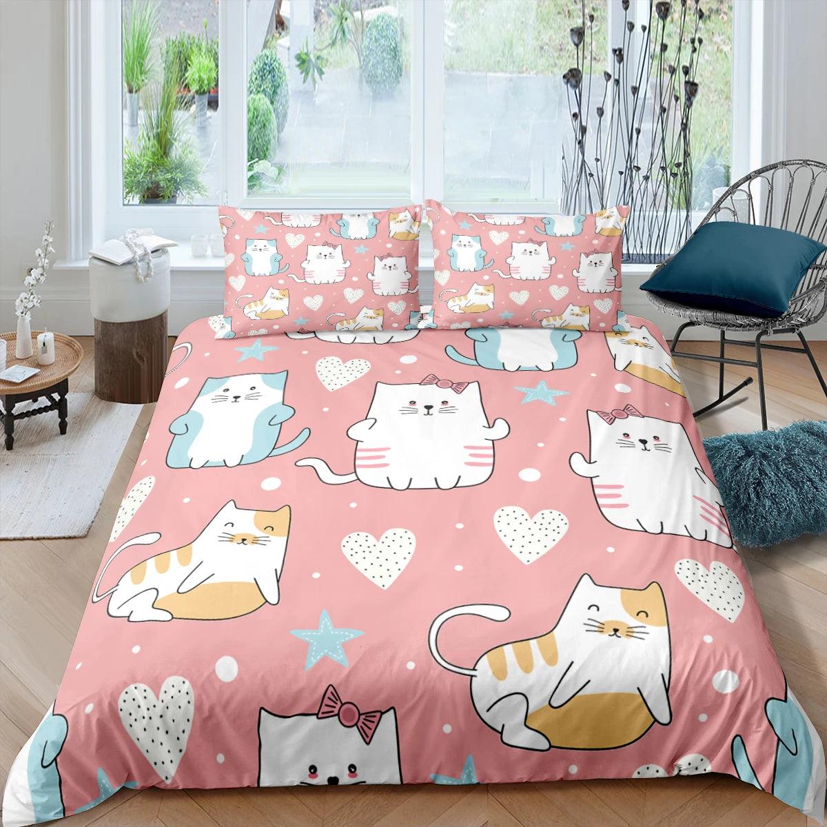 Cartoon Cat Bed Set Covers, 10 Designs - Just Cats - Gifts for Cat Lovers