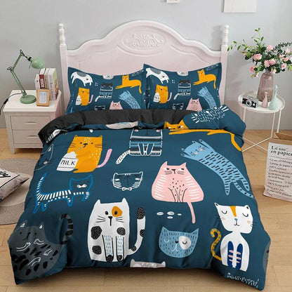 Cartoon Cat Bed Set Covers, 10 Designs - Just Cats - Gifts for Cat Lovers