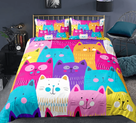 Cartoon Cat Bed Set Covers, 10 Designs - Just Cats - Gifts for Cat Lovers