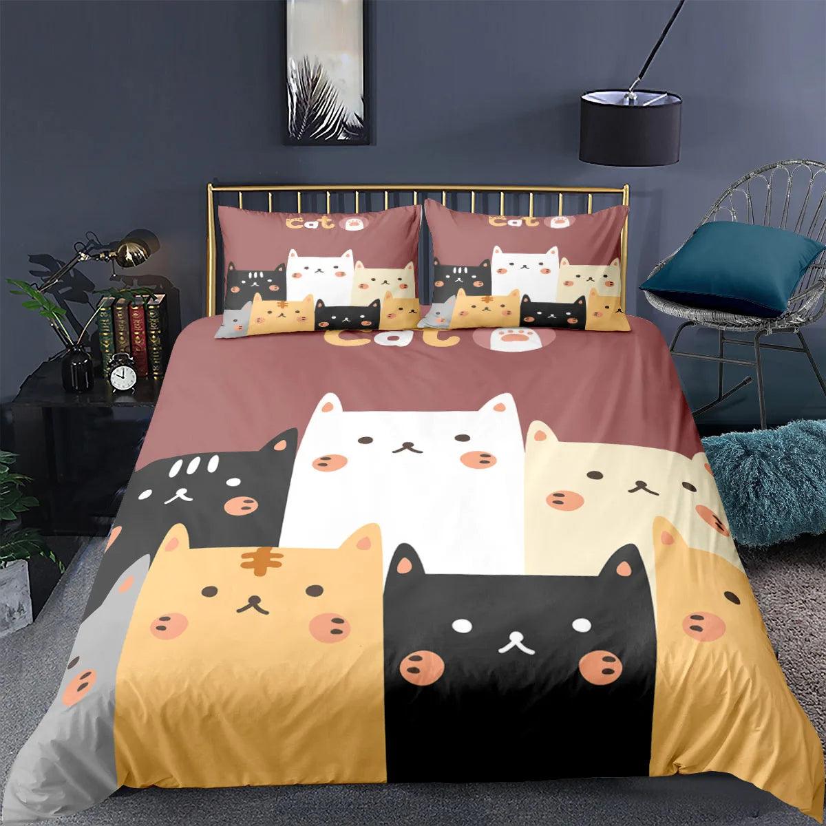 Cartoon Cat Bed Set Covers, 10 Designs - Just Cats - Gifts for Cat Lovers