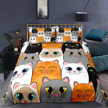 Cartoon Cat Bed Set Covers, 10 Designs - Just Cats - Gifts for Cat Lovers