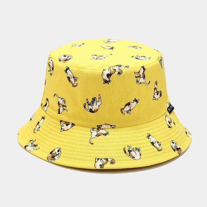 Cartoon Cat Bucket Hat, 7 colors - Just Cats - Gifts for Cat Lovers