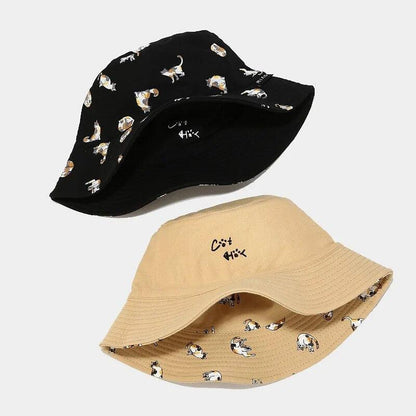 Cartoon Cat Bucket Hat, 7 colors - Just Cats - Gifts for Cat Lovers