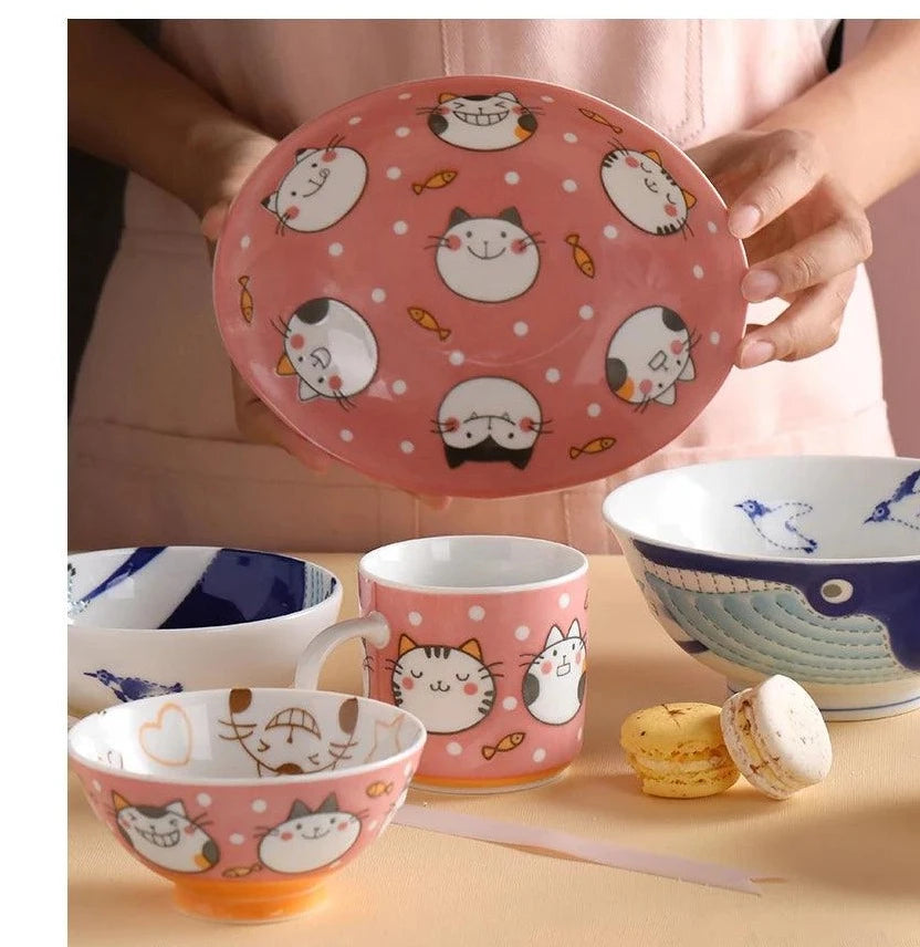 Cartoon Cat Ceramic Dishes Set - Just Cats - Gifts for Cat Lovers