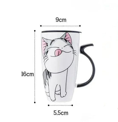 Cartoon Cat Mug with Lid, 4 Designs - Just Cats - Gifts for Cat Lovers