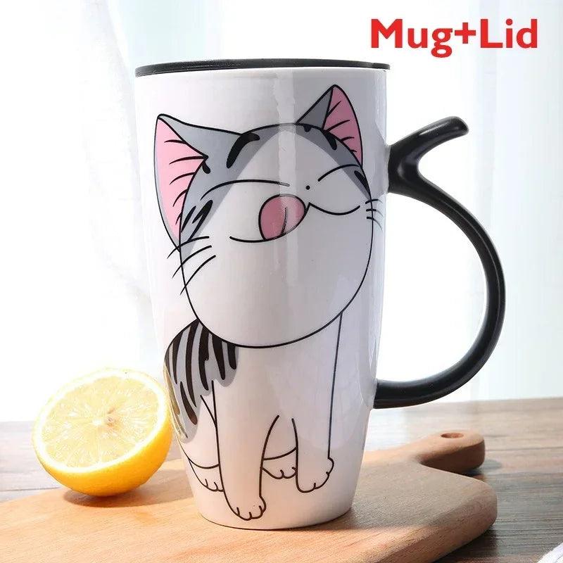 Cartoon Cat Mug with Lid, 4 Designs - Just Cats - Gifts for Cat Lovers