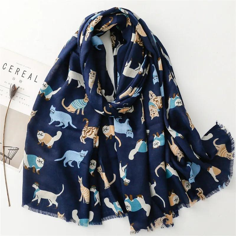 Cartoon Cat Pattern Shawl Scarf, 6 Colors - Just Cats - Gifts for Cat Lovers